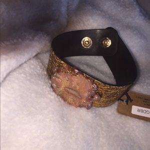 Geode leather cuff bracelet